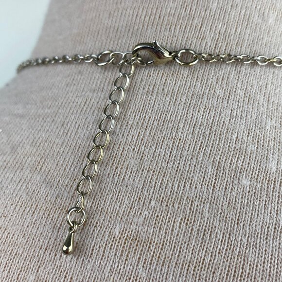 MOP Gold Tone Modernist Pendant Necklace - Picture 4 of 5